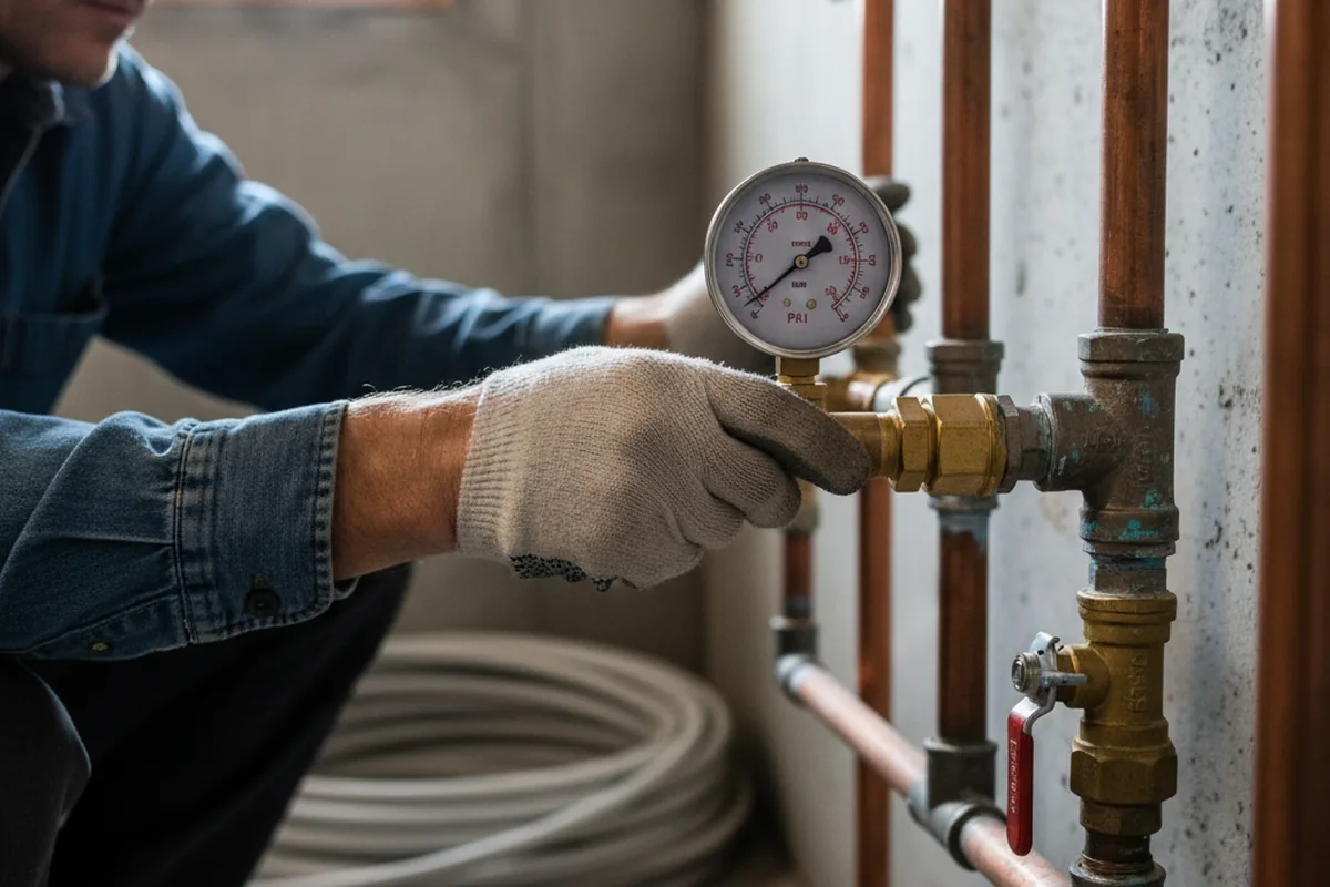 Pressure testing a repaired line during Water Line Repair in Rockville